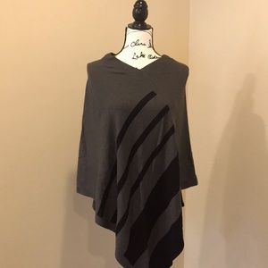 Grey with Black Striped poncho